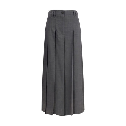 Brunello Cucinelli Gray Polyester Long Skirt