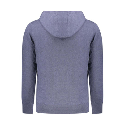 Back view of Accademia Militare Blue Cotton Men's Hooded Sweater with eco-friendly design and embroidery details.