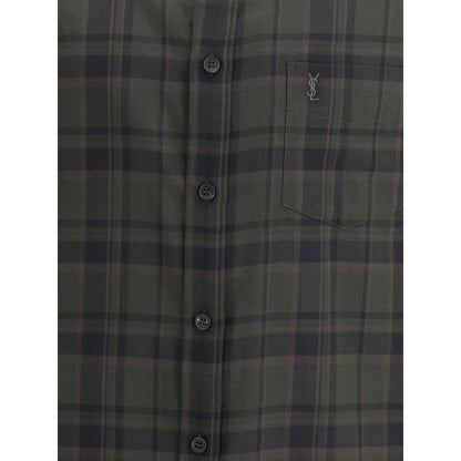 Saint Laurent Green Cotton Pattern Shirt