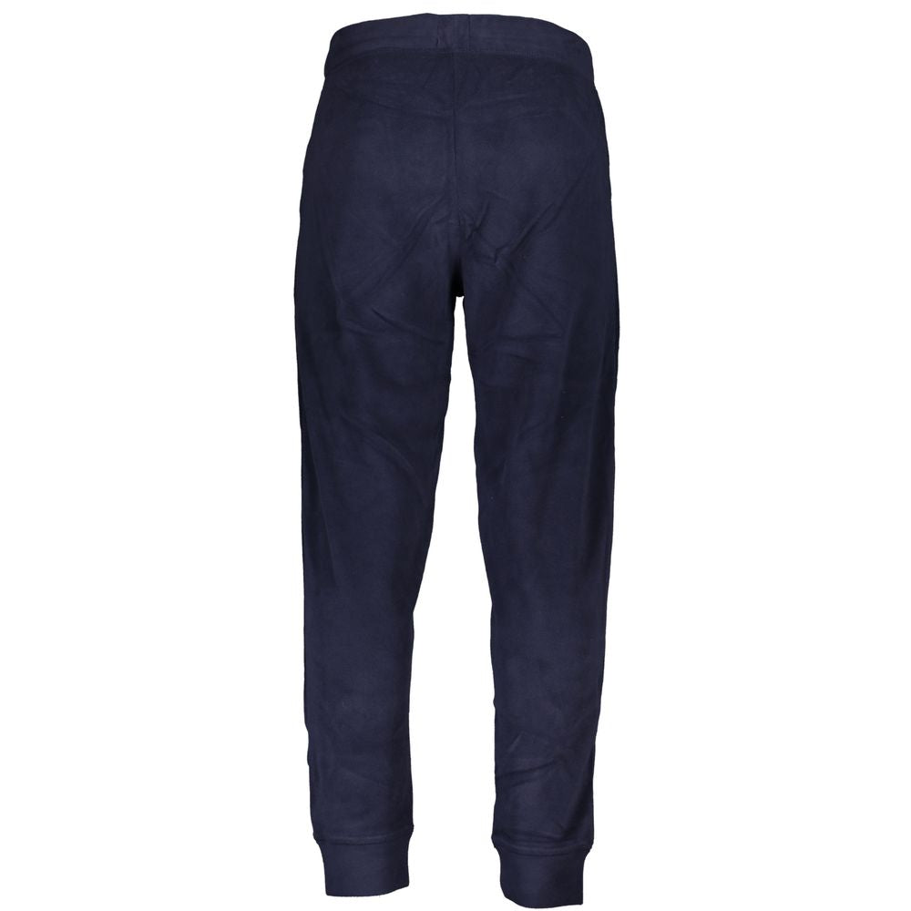 Gianmarco Venturi Blue Polyester Pant - Fleece sports trousers with elastic waist, lace, pockets, ankle cuffs, embroidery, logo.