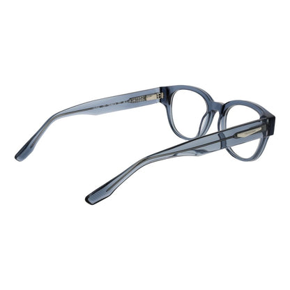 Trussardi Blue Acetate Glasses (Frames) for men with full-rim panto style and blue acetate frame, demo lenses, and 145mm temples.