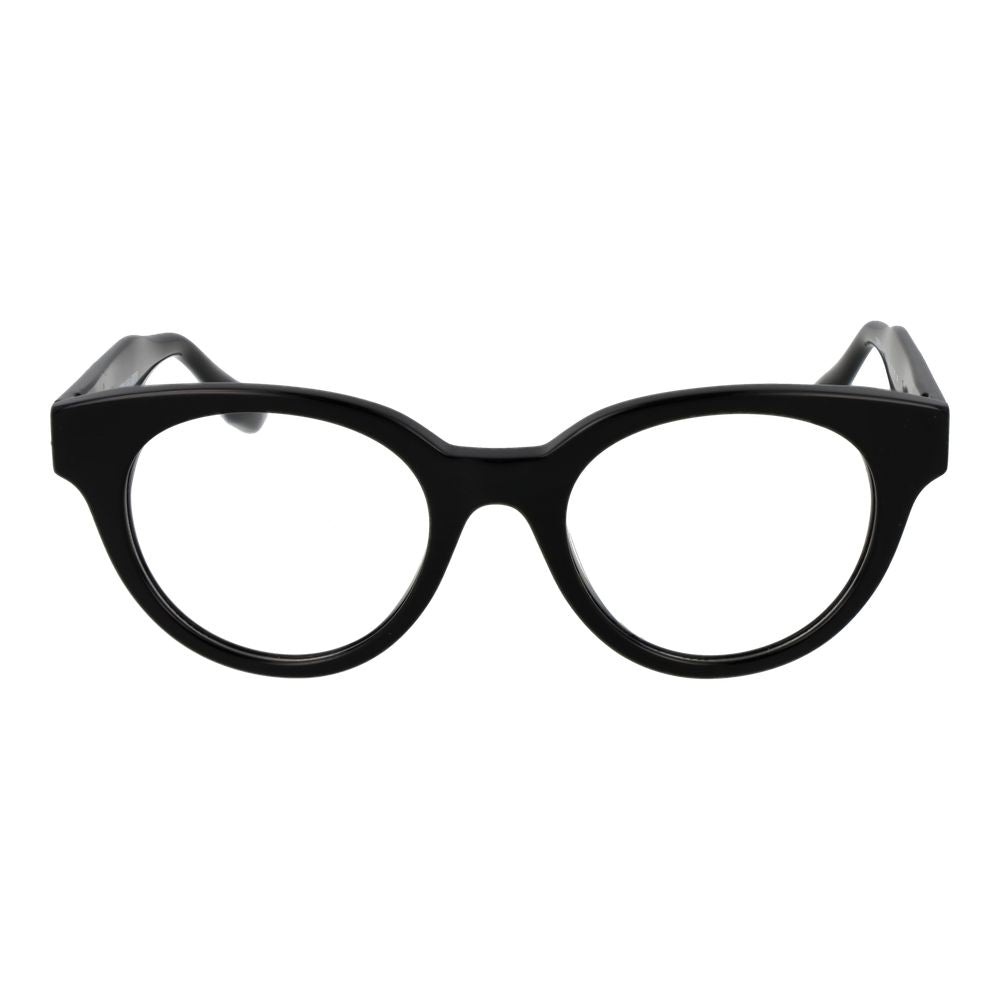 Trussardi Black Acetate Glasses (Frames) unisex full-rim browline style with demo lenses and spring hinge.