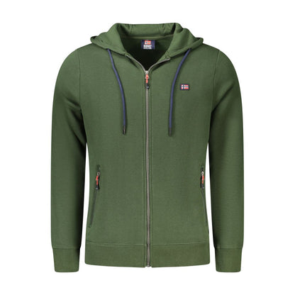 Norway 1963 Green Cotton Sweatshirt, long-sleeved hoodie with 2 zip pockets and embroidery logo