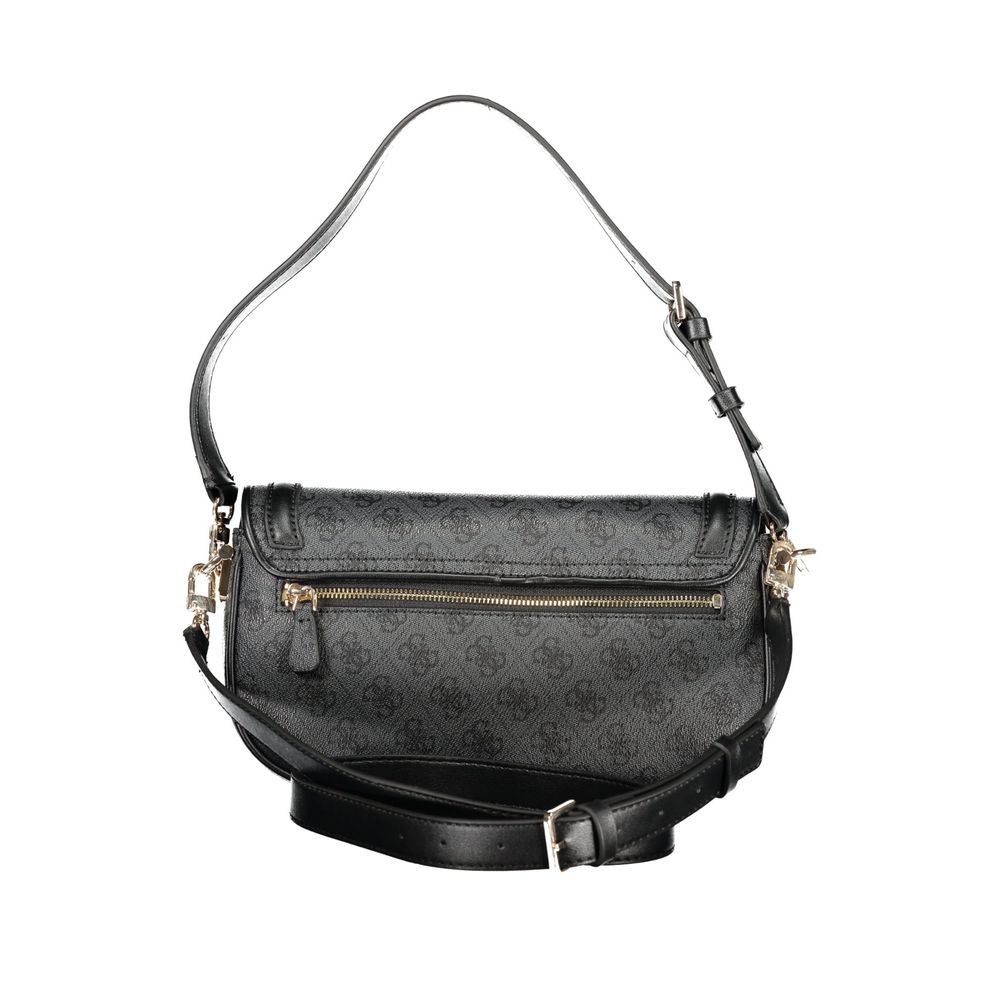 Guess Jeans Black Polyethylene Handbag with adjustable straps, external pocket, and protective feet.