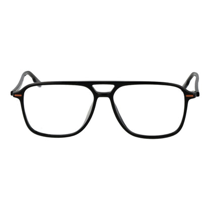 Ermenegildo Zegna Black Acetate Glasses (Frames) in full-rim aviator style, featuring demo lenses and black acetate frame.
