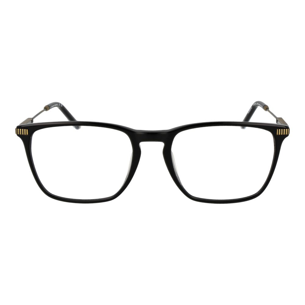 Hackett Black Acetate Glasses (Frames) for men, full-rim rectangle style with black frame and demo lenses, size 55-19-145.