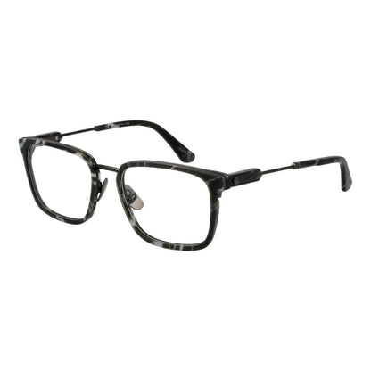 Police Gray Metal Glasses (Frames) in full-rim square style, grey metal frame with demo lenses, for men, includes branded case.