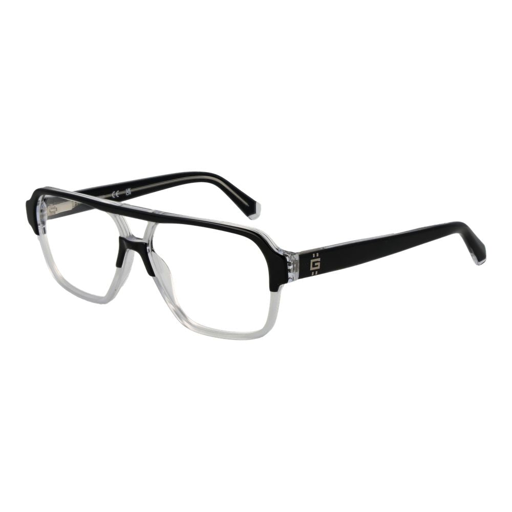 Guess Black Acetate Glasses (Frames) for men, full-rim aviator style with plastic demo lenses, includes branded case.