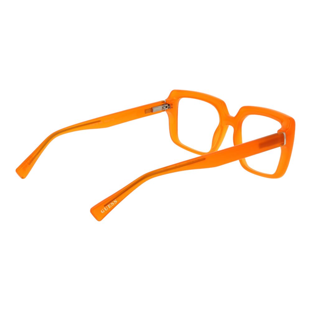 Guess Orange Stainless Steel Glasses (Frames) with full-rim square orange design, plastic lenses, and branded case.
