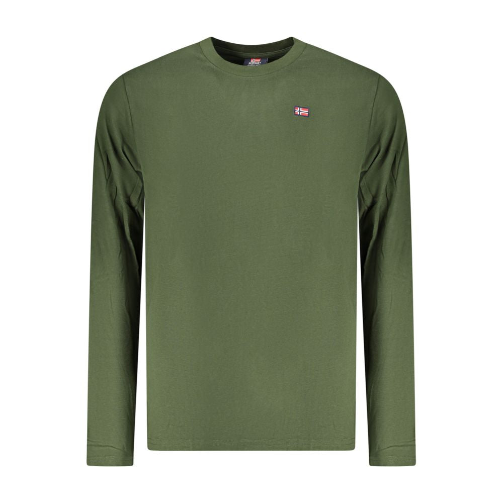 Norway 1963 Green Cotton Men T-Shirt long-sleeve with crew neck and applique logo.