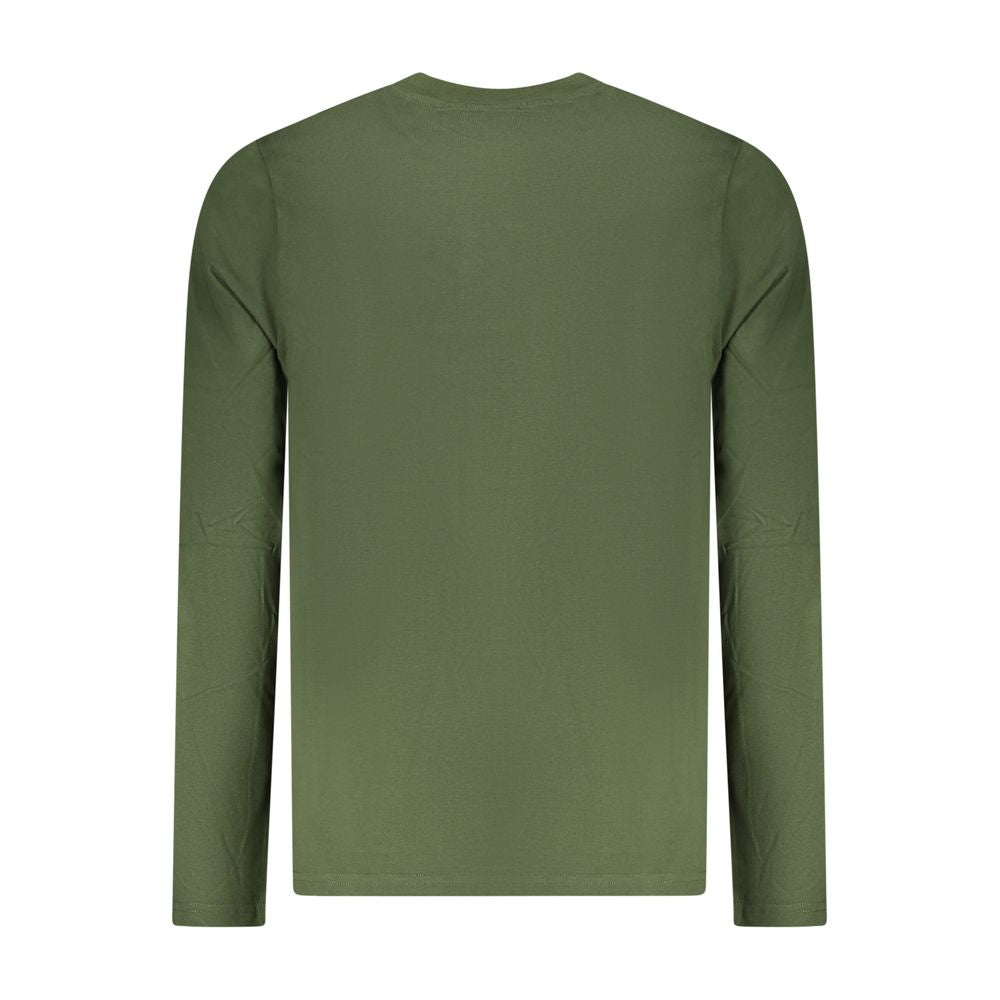 Norway 1963 Green Cotton Men T-Shirt long-sleeve back view, showcasing casual elegance and iconic applique logo, perfect for trendy fashion.