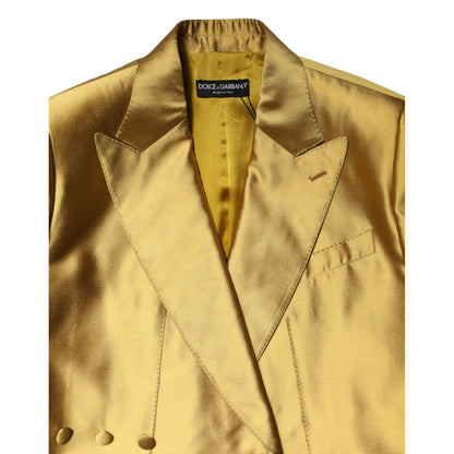 Dolce & Gabbana Gold Satin Long Sleeves Blazer Coat Jacket