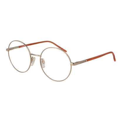 Love Moschino Gold Metal & Plastic Glasses (Frames) featuring round full-rim design and plastic temples.