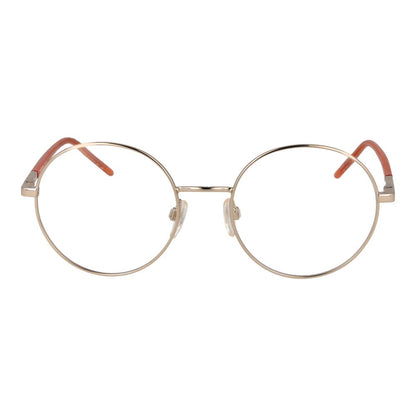 Love Moschino Gold Metal & Plastic Glasses (Frames) - Women's full-rim round eyewear with gold frame and plastic demo lenses, 140mm temples.