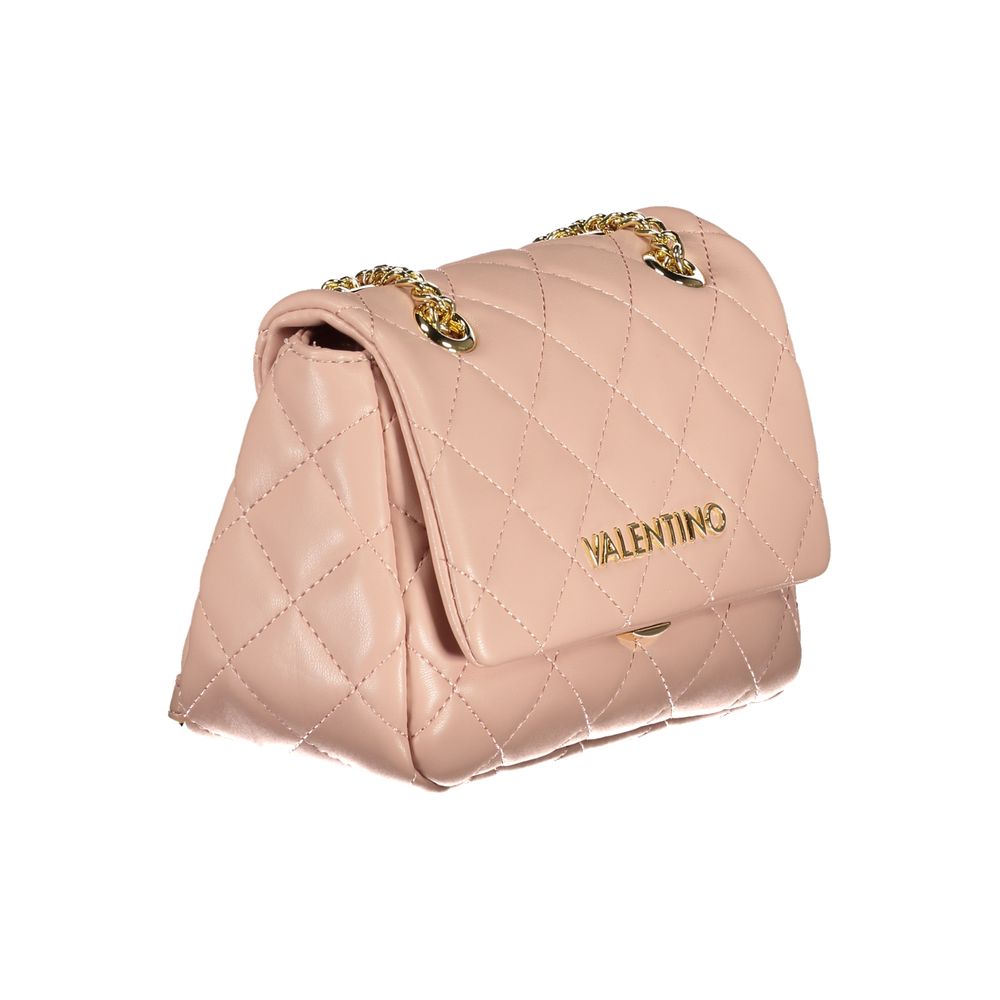 Pink Mario Valentino Pink Polyethylene Women Handbag with chain strap and Valentino logo, eco-conscious stylish design.