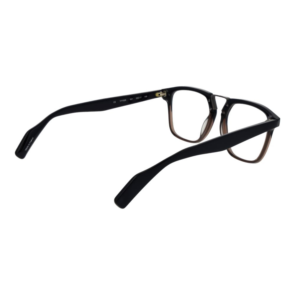 Yohji Yamamoto Black Plastic Glasses (Frames) featuring full-rim rectangle design with demo lenses for men.