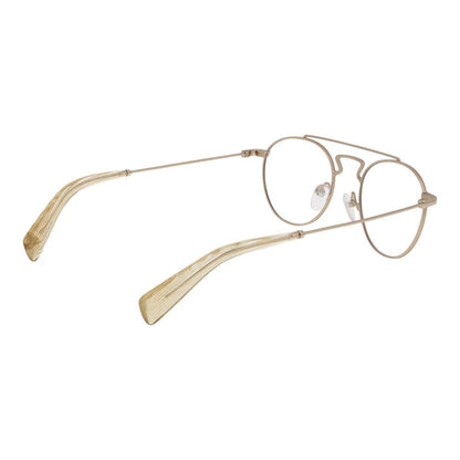 Yohji Yamamoto Gold Metal Glasses (Frames) for men, full-rim aviator style, demo lenses, gold metal frame, no spring hinge, includes case.