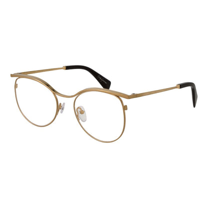 Yohji Yamamoto Gold Metal Glasses (Frames) - women's round full-rim gold metal frame with demo lenses, size 53-18-145.
