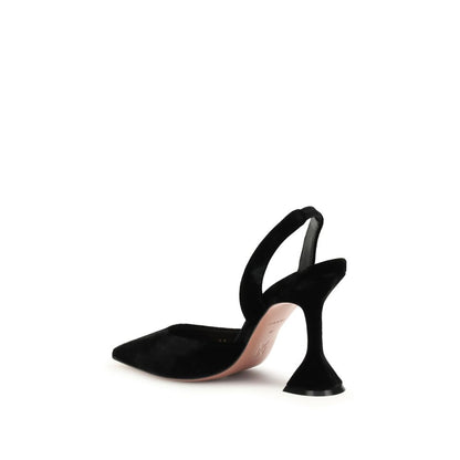 Amina Muaddi Black Rubber High Heel Pumps