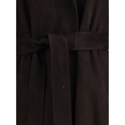 The Row Brown Lamb Leather Coat