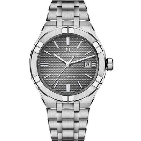 MAURICE LACROIX MOD. AIKON AUTOMATIC stainless steel wristwatch with sapphire dial and 42mm case for men, made in Switzerland.