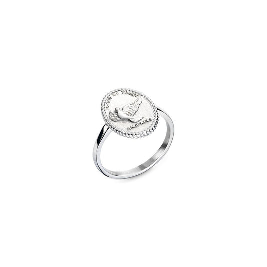 AN JEWELS JEWELRY Mod. AAC.R01S-5 elegant silver ring with embossed design on a white background.
