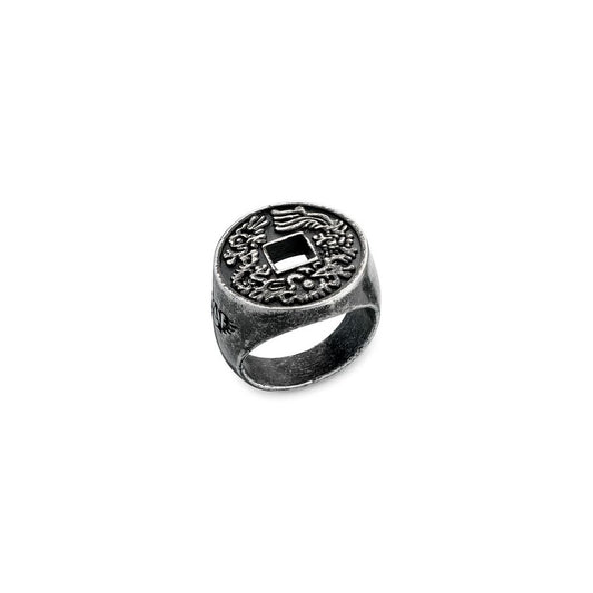 AN JEWELS JEWELRY Mod. AA.R03A-11 round decorative ring in black finish with intricate design.