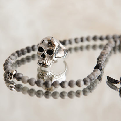 AN JEWELS JEWELRY Mod. AA.R255S-12 featuring skull design on beads and ring
