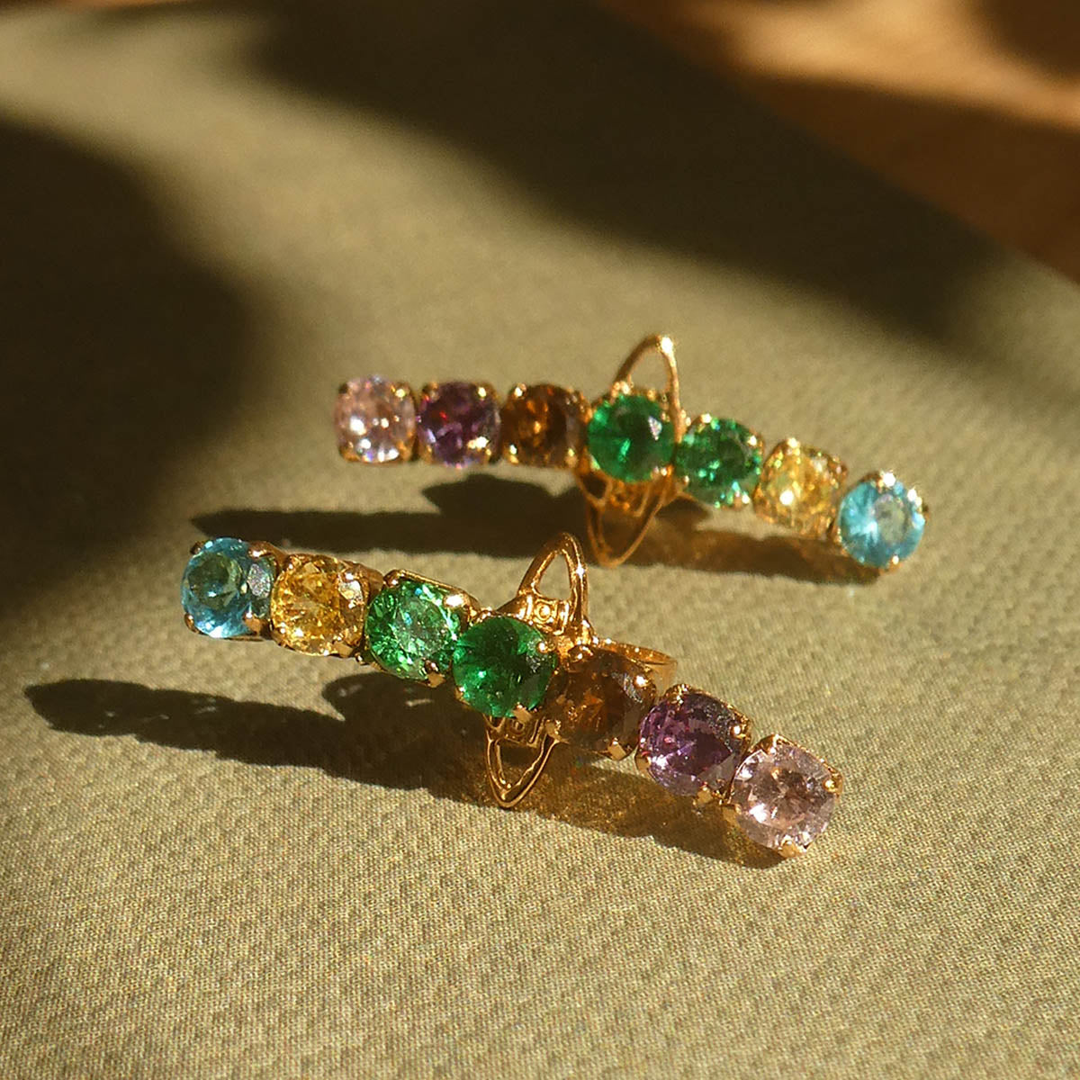 Colorful gemstone earrings on display - AN JEWELS JEWELRY Mod. AB.EP035