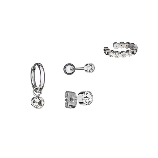 Elegant silver jewelry set AN JEWELS JEWELRY Mod. AB.EP044 with earrings and bracelet