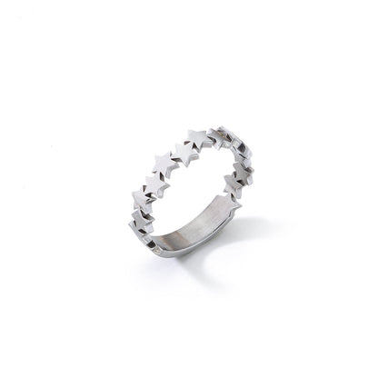 AN JEWELS JEWELRY Mod. ADC.R02S-8 star pattern silver ring on white background