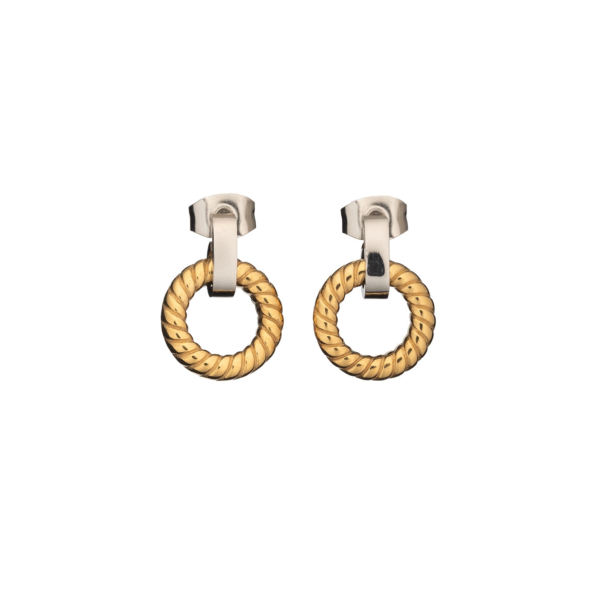 Elegant AN JEWELS JEWELRY Mod. AL.E1MW23SG gold and silver hoop earrings with twisted design
