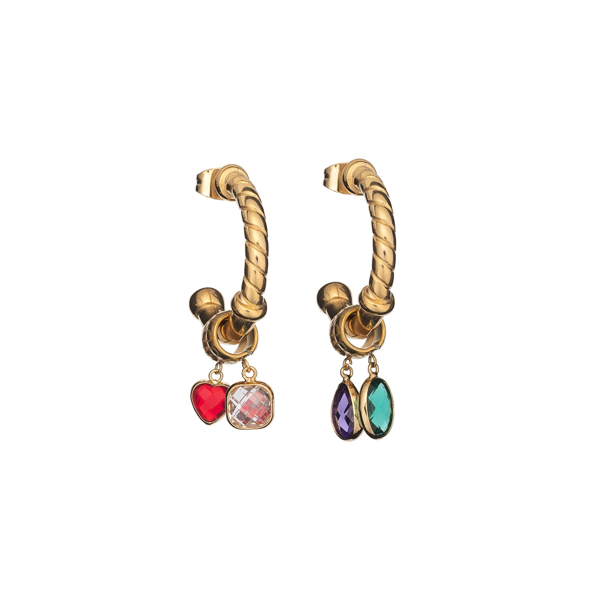 Gold hoop earrings with colorful charms from AN JEWELS JEWELRY Mod. AL.E2WI23SMC2 collection.