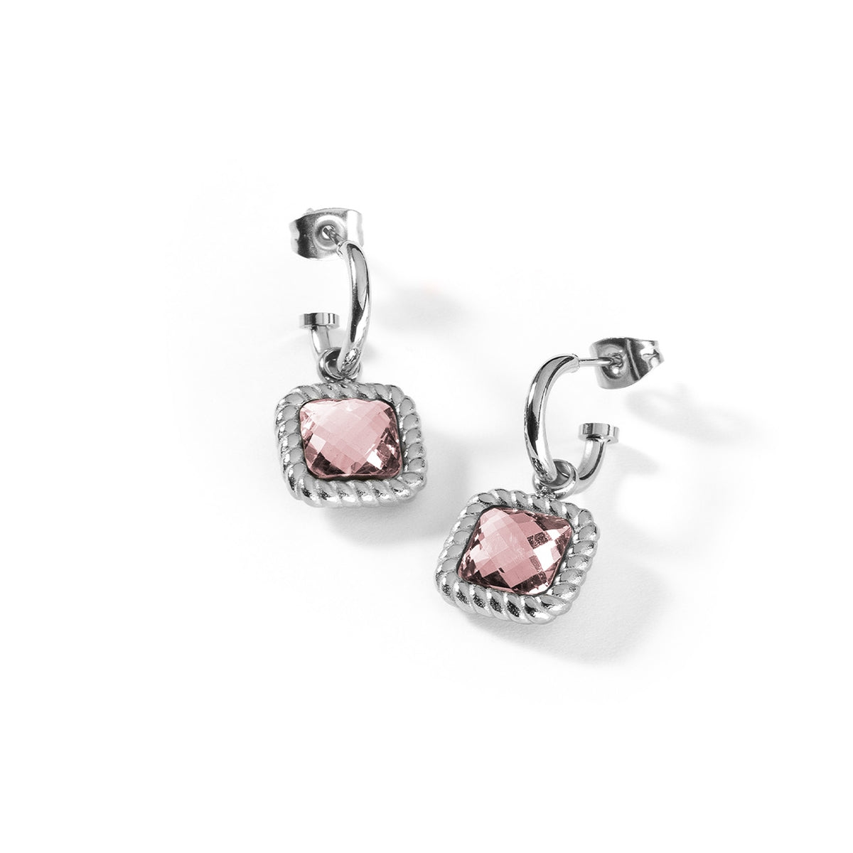 Silver drop earrings with pink gemstone AN JEWELS JEWELRY Mod. AL.EMW07SPK