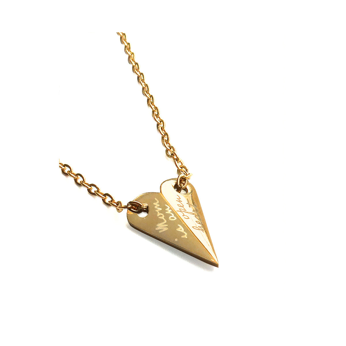 AN JEWELS JEWELRY Mod. AL.NMOH24CZ gold heart-shaped necklace with engraved inscription on a chain.