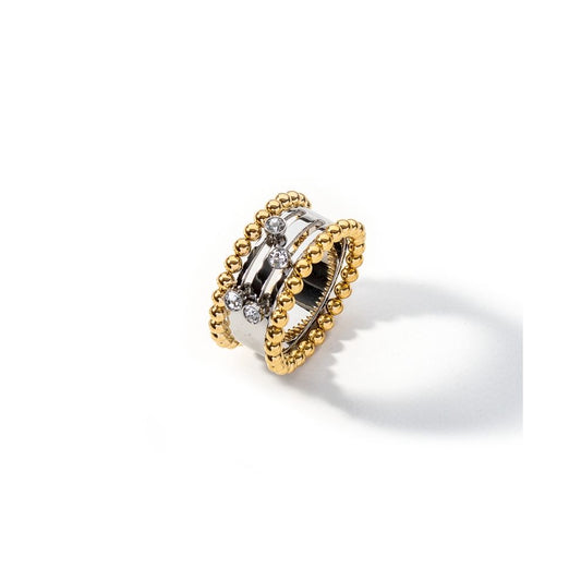 AN JEWELS JEWELRY Mod. AL.RSOKLYC-10 gold and silver ring with diamond accents