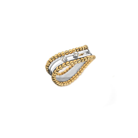 AN JEWELS JEWELRY Mod. AL.RSOKSYC-7 elegant gold and silver ring with unique bead design.