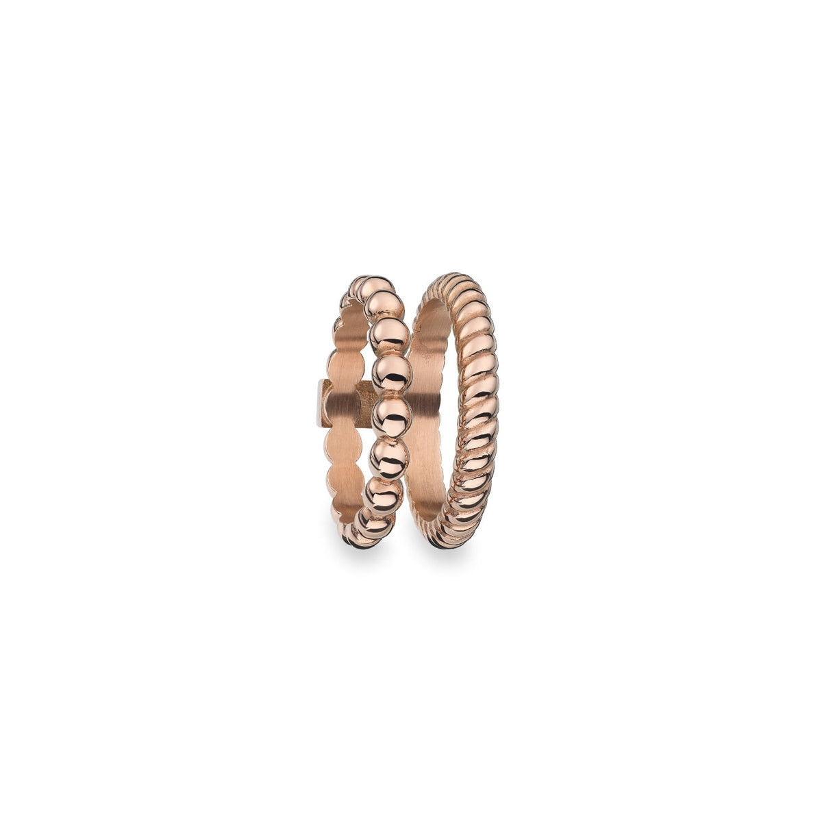 AN JEWELS JEWELRY Mod. AR.R2NS04R-8 elegant dual-band ring in rose gold with textured design.