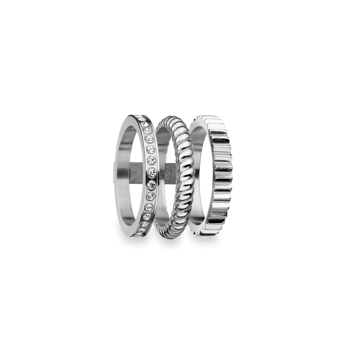 AN JEWELS JEWELRY Mod. AR.R3NS03S-7 featuring elegant silver rings with intricate designs and sparkling accents.