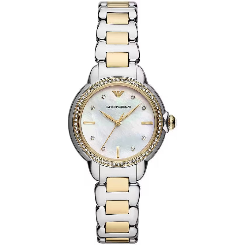EMPORIO ARMANI Mod. MIA ladies' wristwatch, 32 mm stainless steel case, quartz movement, mother of pearl dial, 5 ATM water resistance.