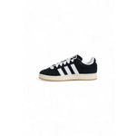 Men's Adidas Black Suede Leather Sneaker with iconic three stripes, perfect for casual and sporty outfits, side view on white background.