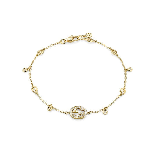 BRACCIALI GUCCI MOD. YBA729403002 gold bracelet with iconic design and diamonds