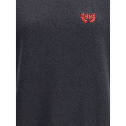 Balenciaga Black Cotton Casual Dress with embroidered logo, ribbed neck and cuffs, pleated skirt, AW25 fashion, 100% cotton material.