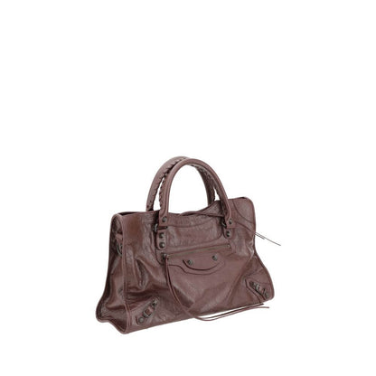 Balenciaga Brown Calf Leather Bos Taurus Shoulder Bag with elegant lambskin finish and versatile design.