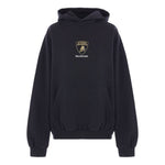 Balenciaga Sweaters Black with Lamborghini Shield, kangaroo pocket, long sleeves, ribbed trims, cotton jersey hoodie.