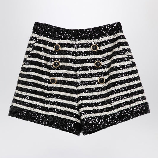 Balmain Balmain Black/white striped shorts with sequins Fall - Winter 2024,LDin,Women,Women > Clothing,Women > Clothing > Short trousers,Yes Eu DF1PA265XJ31/P_BALMA-EAB_108