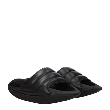 Balmain Black Leather Slippers with side logo, open toe, mid heels, casual style, rubber sole, heel height 4 cm.