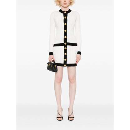 Balmain Button-embellished ribbed-knit mini skirt Skirts