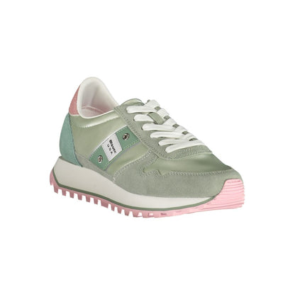 Blauer Green Polyester Women Sneaker with pink accents and removable footbed for style and comfort.