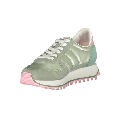 Blauer Green Polyester Women Sneaker featuring pink accents and durable materials.
